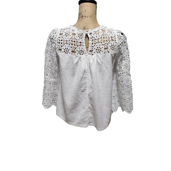 Eri+Ali white crochet long sleeve top, size small - Picture 2 of 5